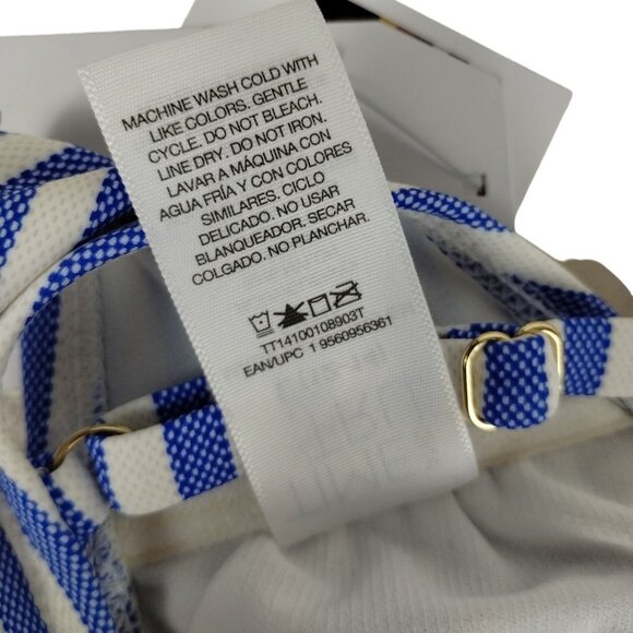 Time and Tru Womens Large Blue White Textured Stripe Bikini Top - Picture 8 of 8